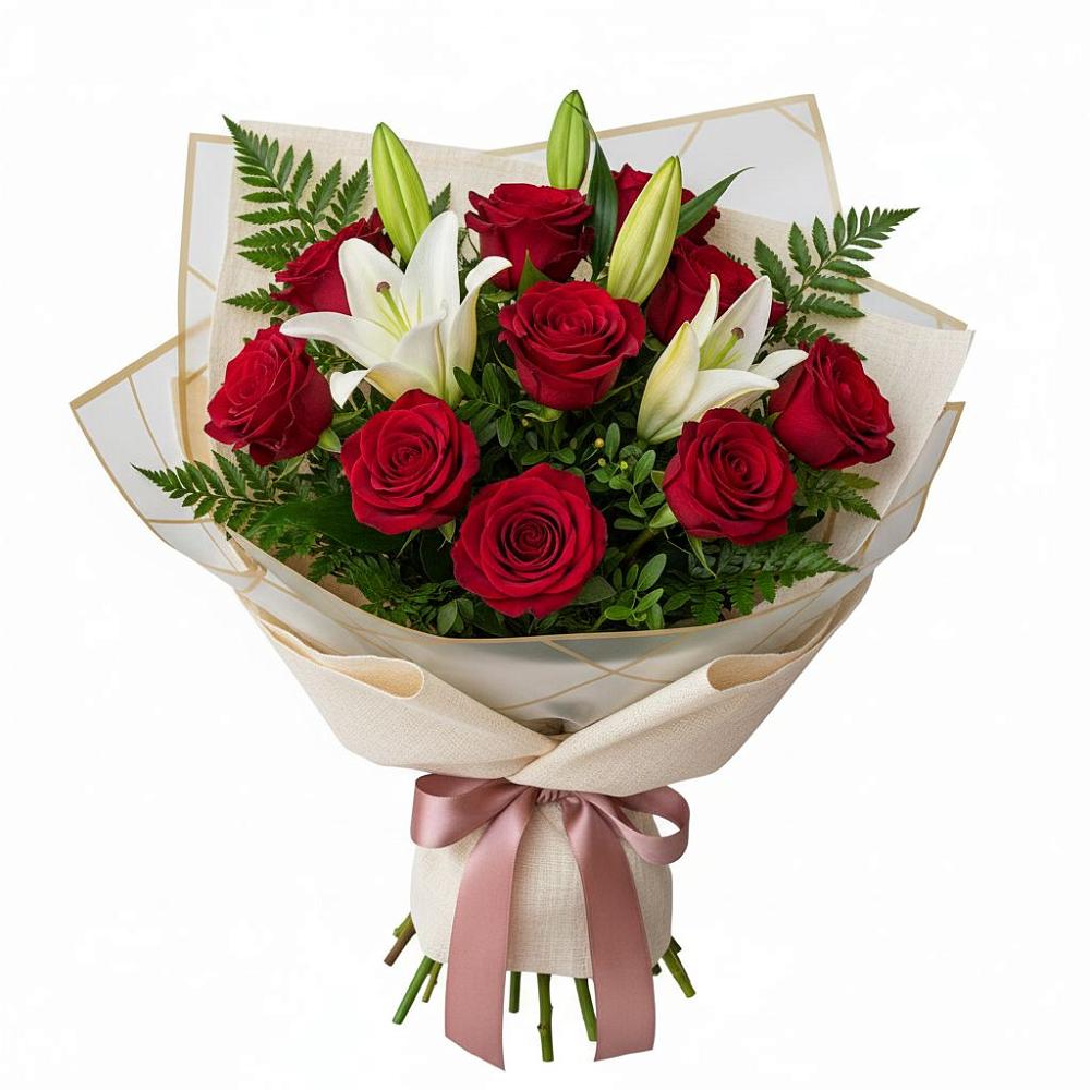 Букет цветов из: Лилии и Розы в Апатитах