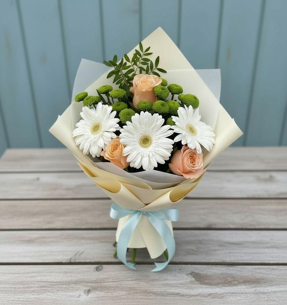Букет цветов из: Герберы, Розы и Хризантемы в Апатитах