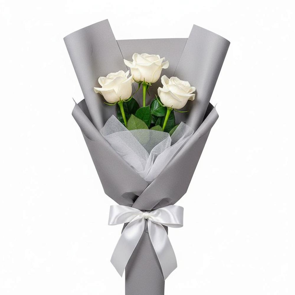 Букет 3 белые розы в Апатитах