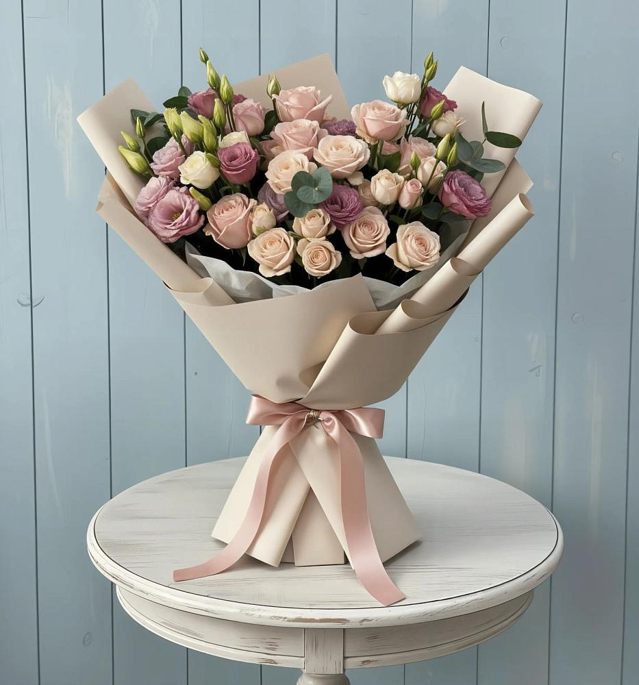 Букет цветов из: Розы и Лизиантусы в Апатитах