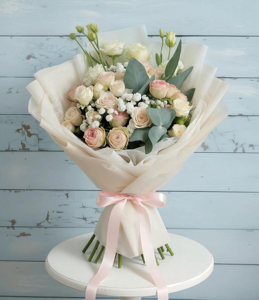 Букет цветов из: Розы и Лизиантусы в Апатитах