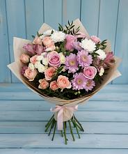 Букет цветов из:  Хризантемы, Розы и Альстромерии в Апатитах