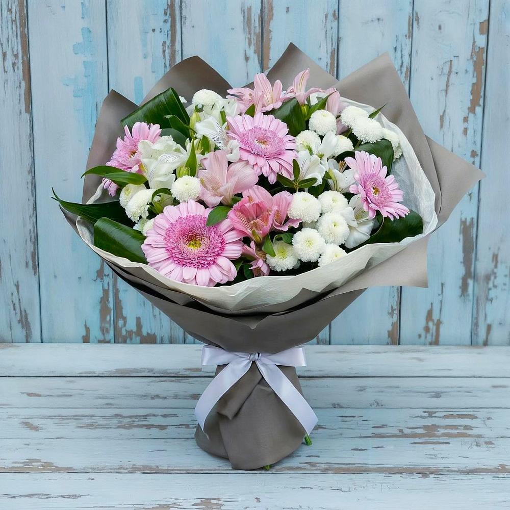 Букет цветов из: Герберы, Альстромерии и Хризантемы в Апатитах